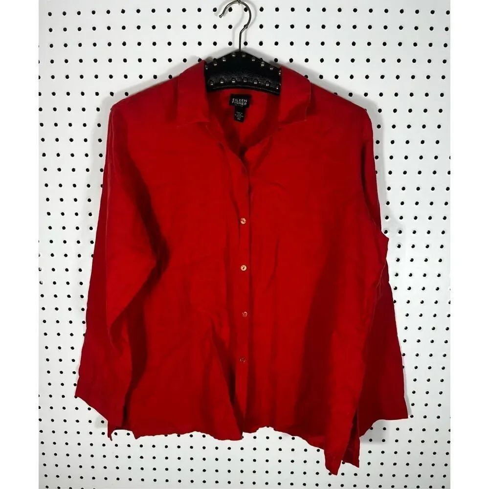 Eileen Fisher button down linen shirt size PM